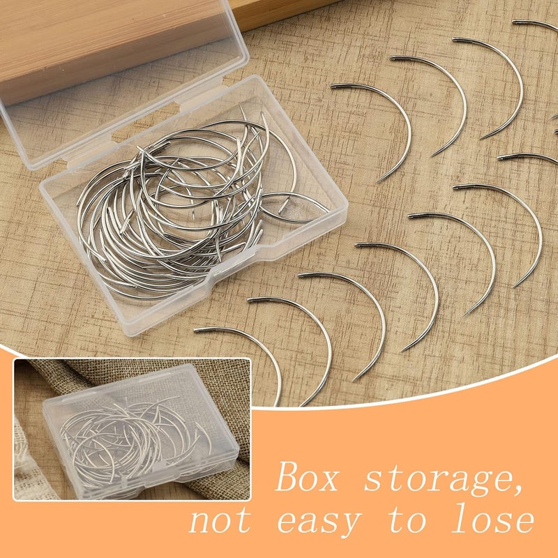 ZMAAGG 50 PCS Curved Needles, Leather and Weaving Needles for Carpet Leather Canvas Repairing, Blocking Knitting, Modelling and Crafts - Image 4